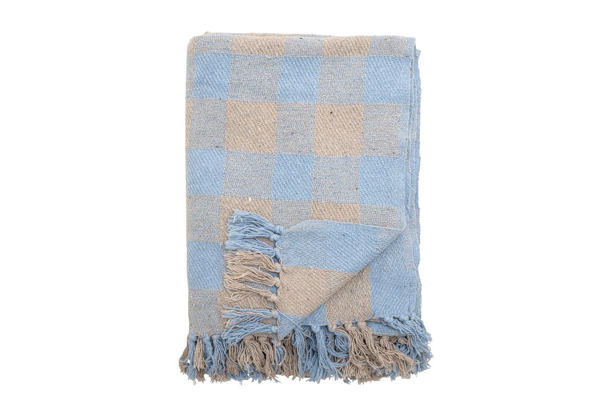 Plaid Ora – Blauw, van gerecycled katoen