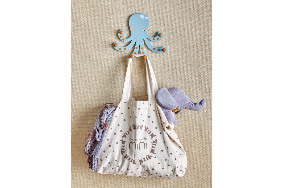 Kinderkapstok Onda – Inktvis van MDF met 6 haken