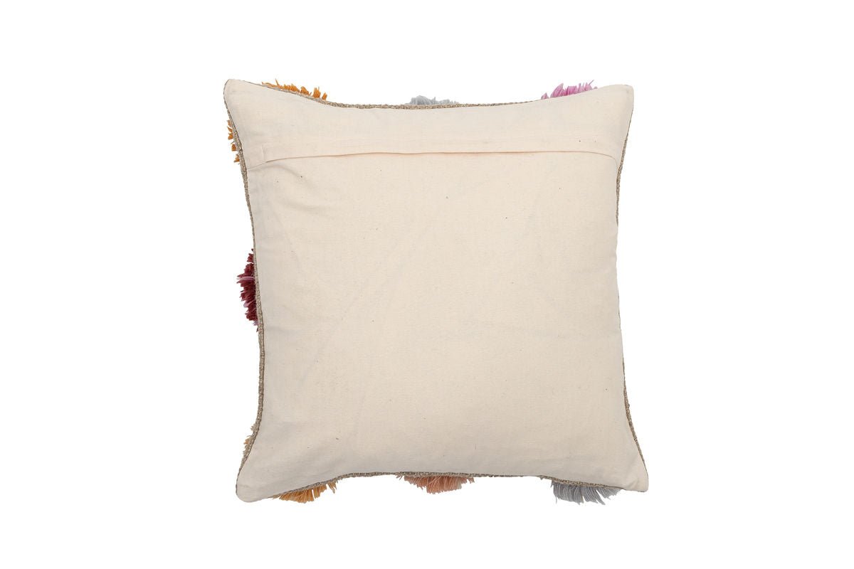 Sierkussen Florence – Getufte wollen bloemen in natuurlijke kleurenwereld