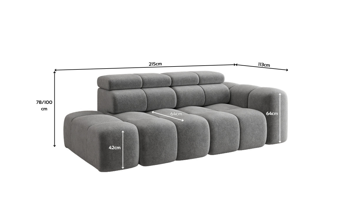 Designersofa 3-zits met chaise longue Mia in chenille