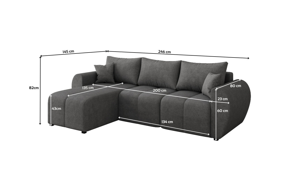Designersofa Sorella L met slaap- en klapfunctie in Stof