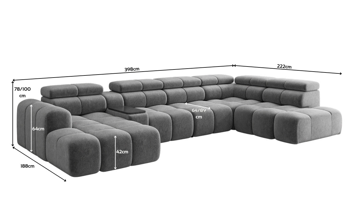 Designersofa woonlandschap Mia met elektrische zitverlenging in Chenille