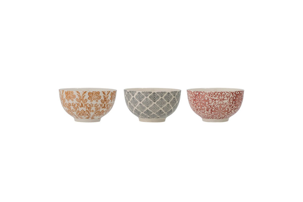 Schalenset Maru – steengoed met decoratieve motieven (set van 3)