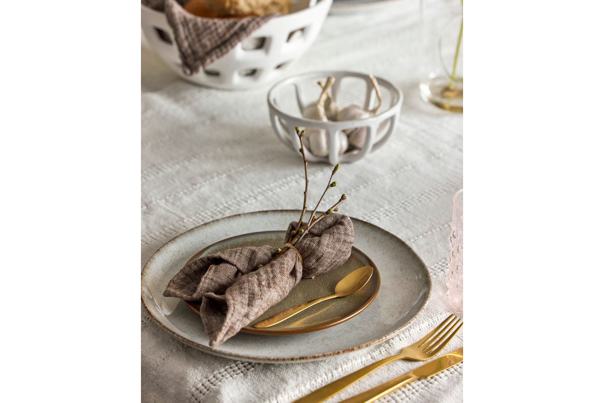 Serviesset Tokio – Gespetterde glazuur met donkere rand (12-delig)