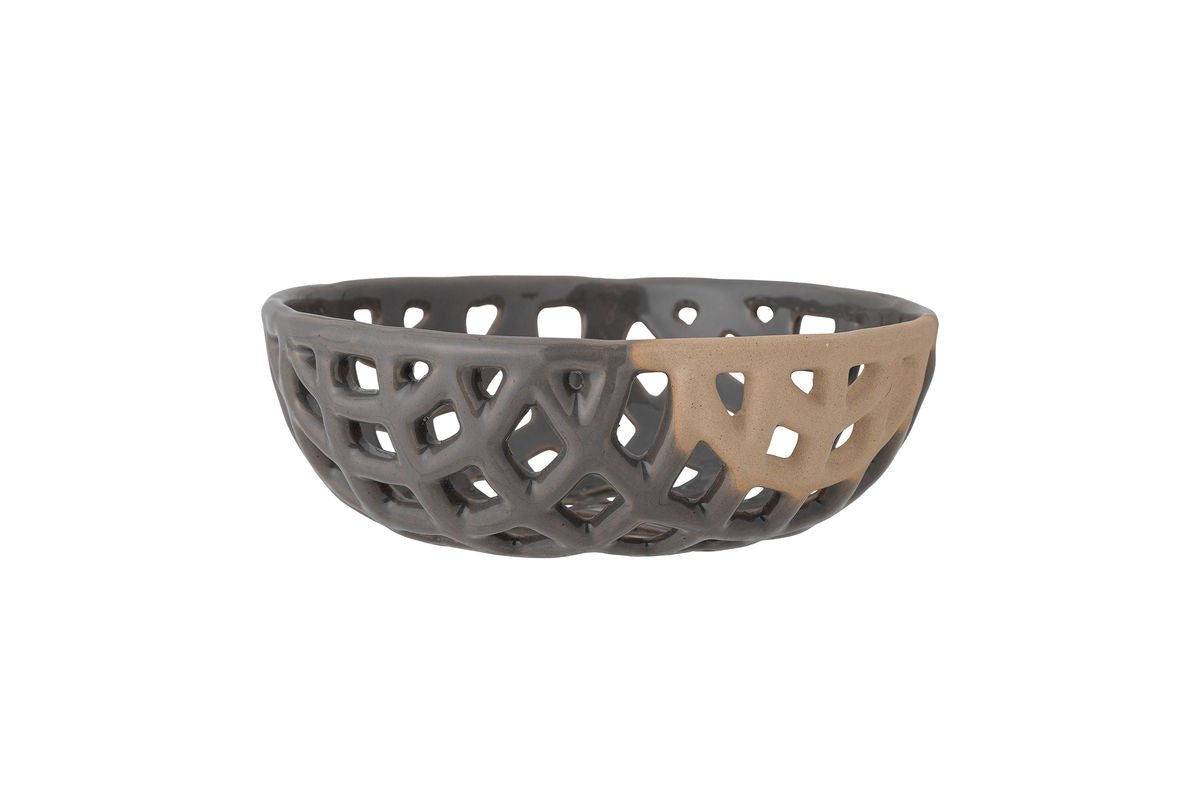 Decoratieve schaal Ana – sculpturaal steengoed in Grijs