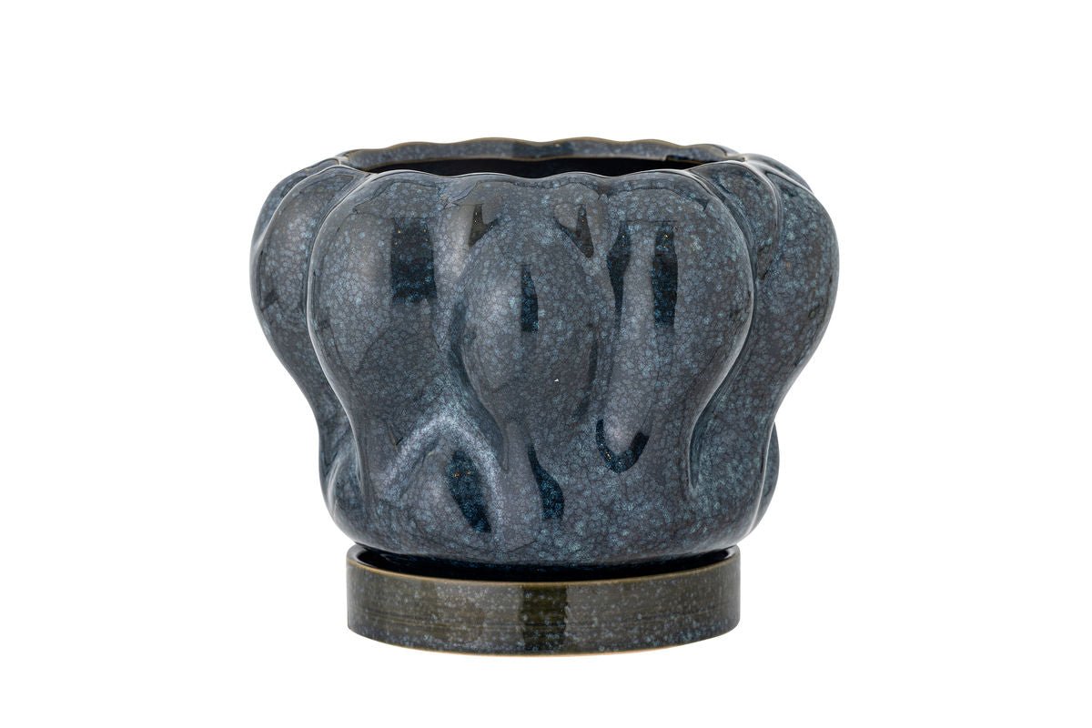 Bloempot „Aurelia“ met onderschotel – steengoed met glanzende glazuur