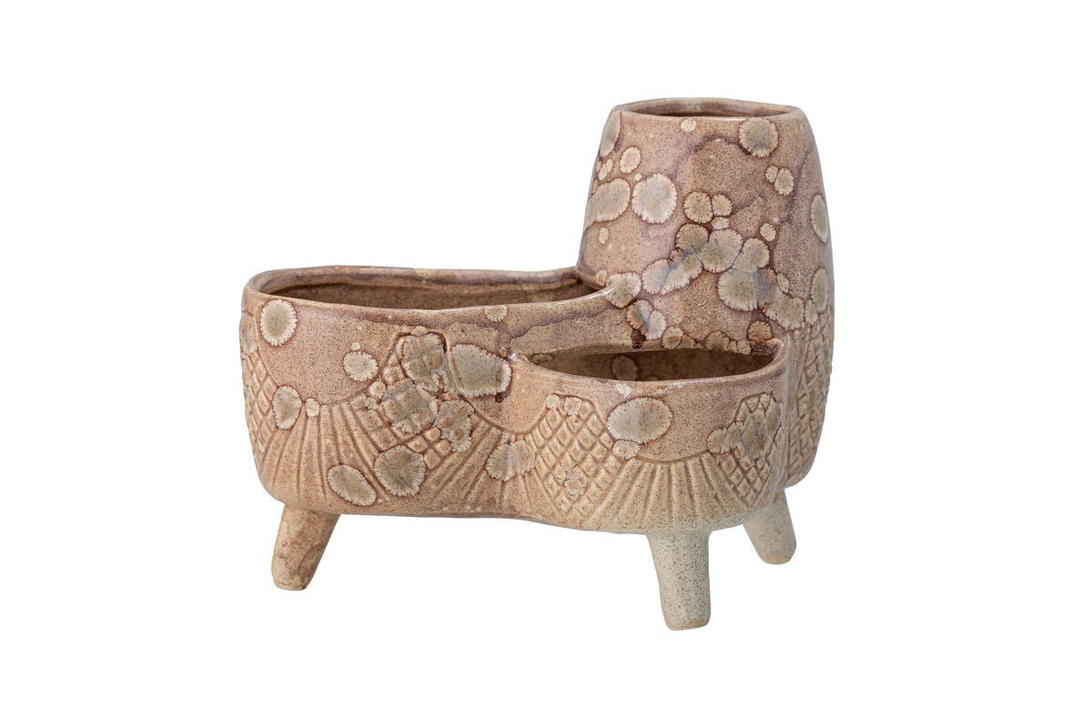 Bloempot Elsin – Driepoot aardewerk ontwerp in natuurtint