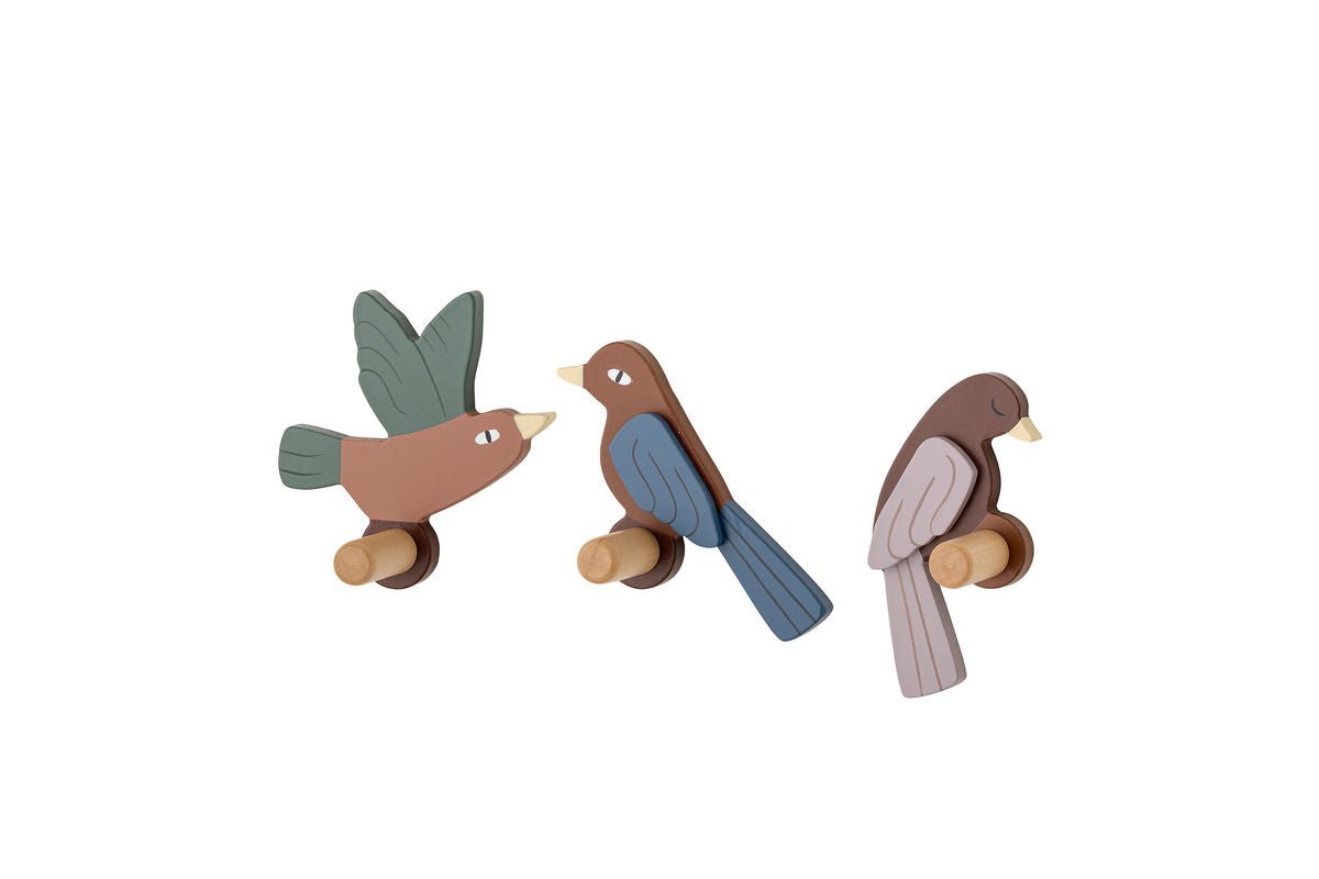 Kinderkapstok Avi - Vogelhaken van hout 3-delige set