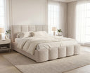 Designer Polsterbett Elva in Bouclé – Beige