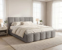Designer Polsterbett Elva in Bouclé – Grau