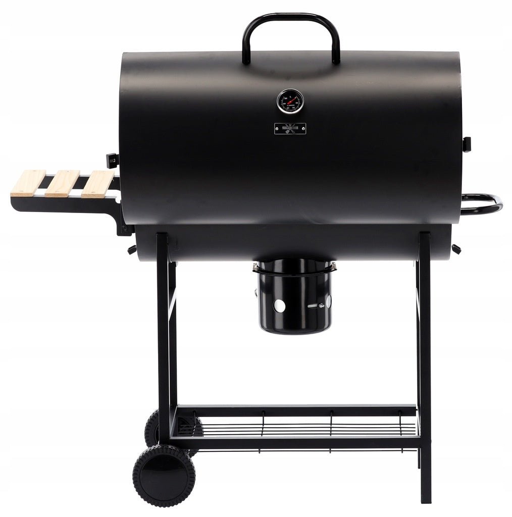 Houtskoolgrill BarrelPro – Grillwagen met deksel, thermometer en opbergruimte