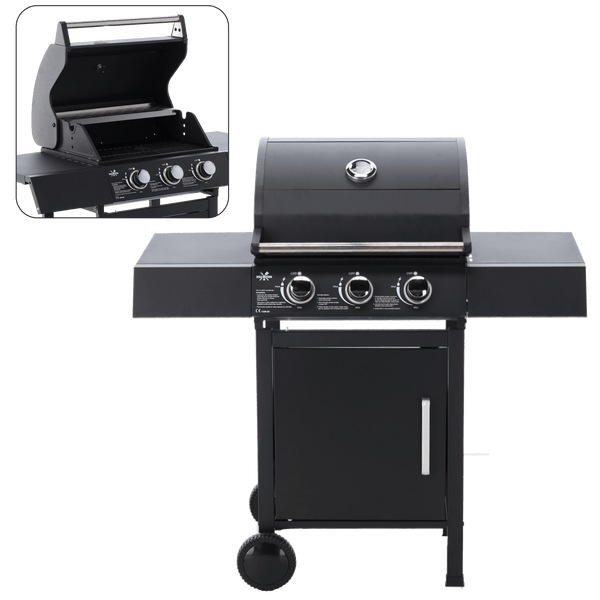 Gasbarbecue BarbecuePro XL – 3-brander grillwagen met warmhoudrooster