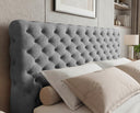 Designer Polsterbett Enzo in Samt mit Stauraum – Grau