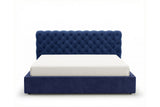Designer Polsterbett Enzo in Samt mit Stauraum – Blau