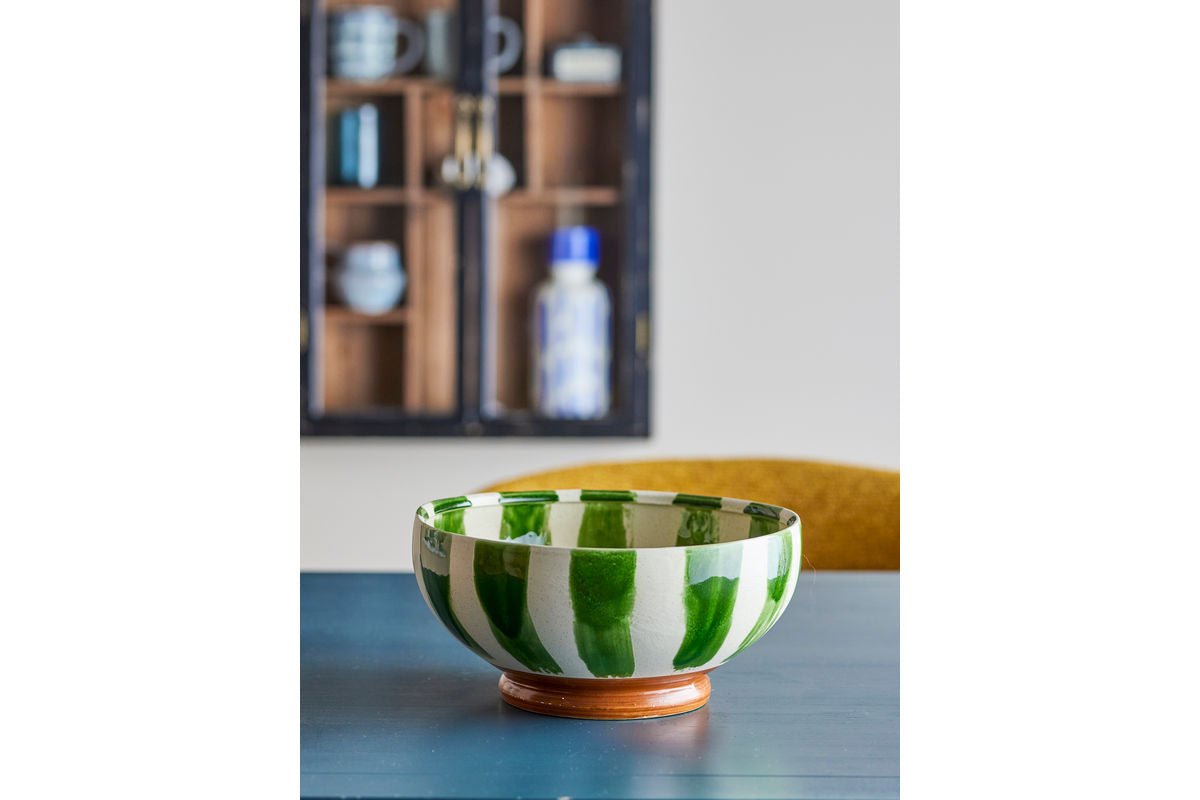 Schaal Amara – met de hand beschilderd aardewerk met streeppatroon