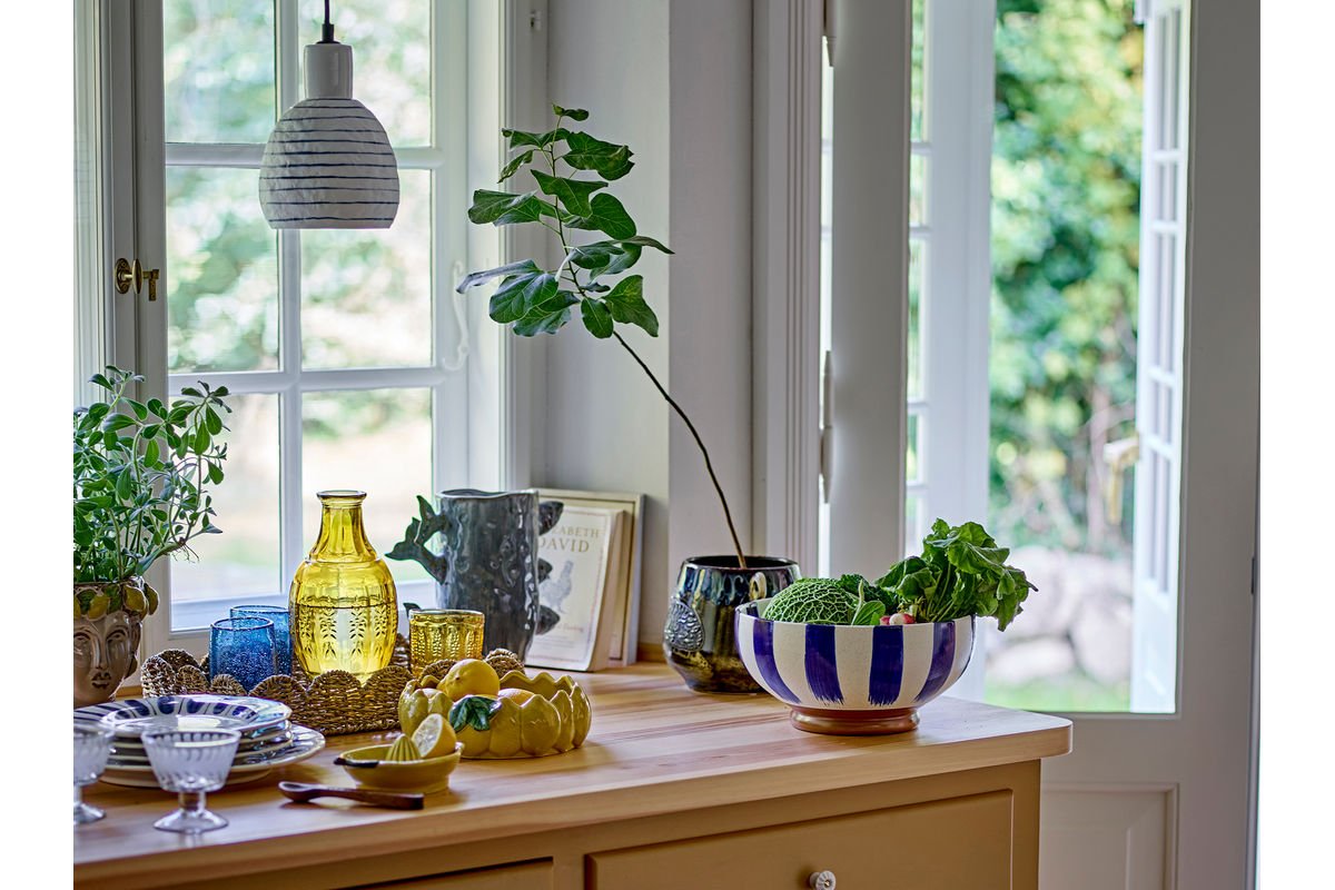 Dekanter- en glasset Lior – glas in warme barnsteenkleur