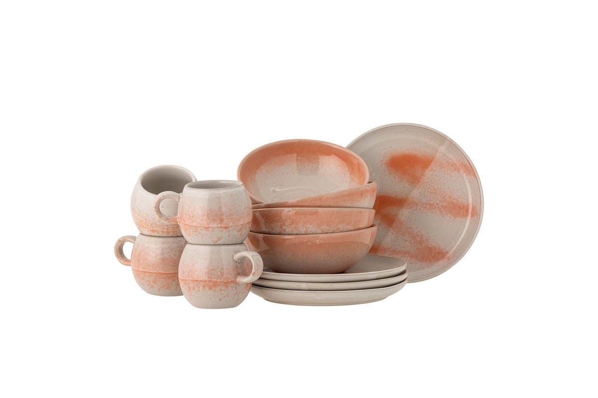 Ontbijtset Liora – steengoed met gestructureerde glazuur (12-delig)