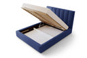 Designer Polsterbett Fano in Samt mit Stauraum – Blau