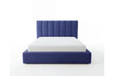 Designer Polsterbett Fano in Samt mit Stauraum – Blau