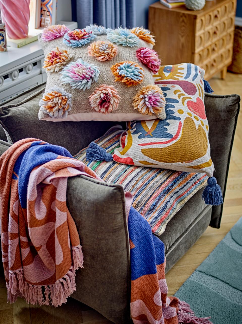 Plaid Sia - Kleurrijk, van gerecycled katoen