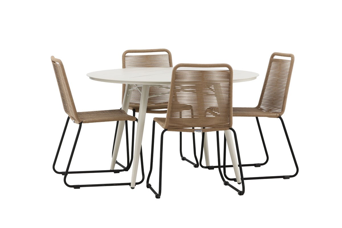 Tuin Eetgroep Fina – 5-delige tuinmeubelset met ronde tafel