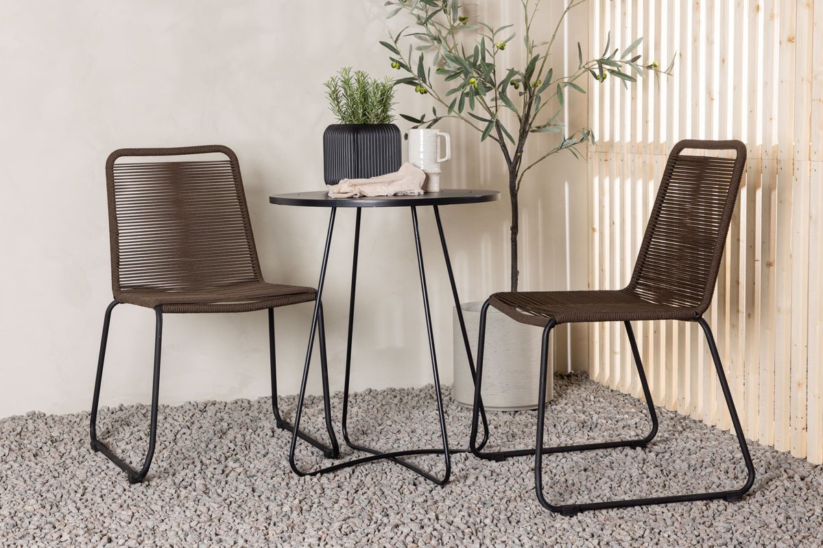 Tuin Cafégroep Brooklyn – 3-delige tuinmeubelset met bruine stoelen