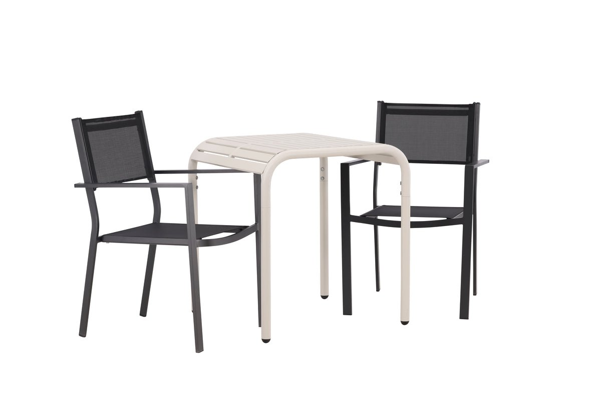 Tuin caféset Florenz – 3-delige tuinmeubelset in Beige/Zwart
