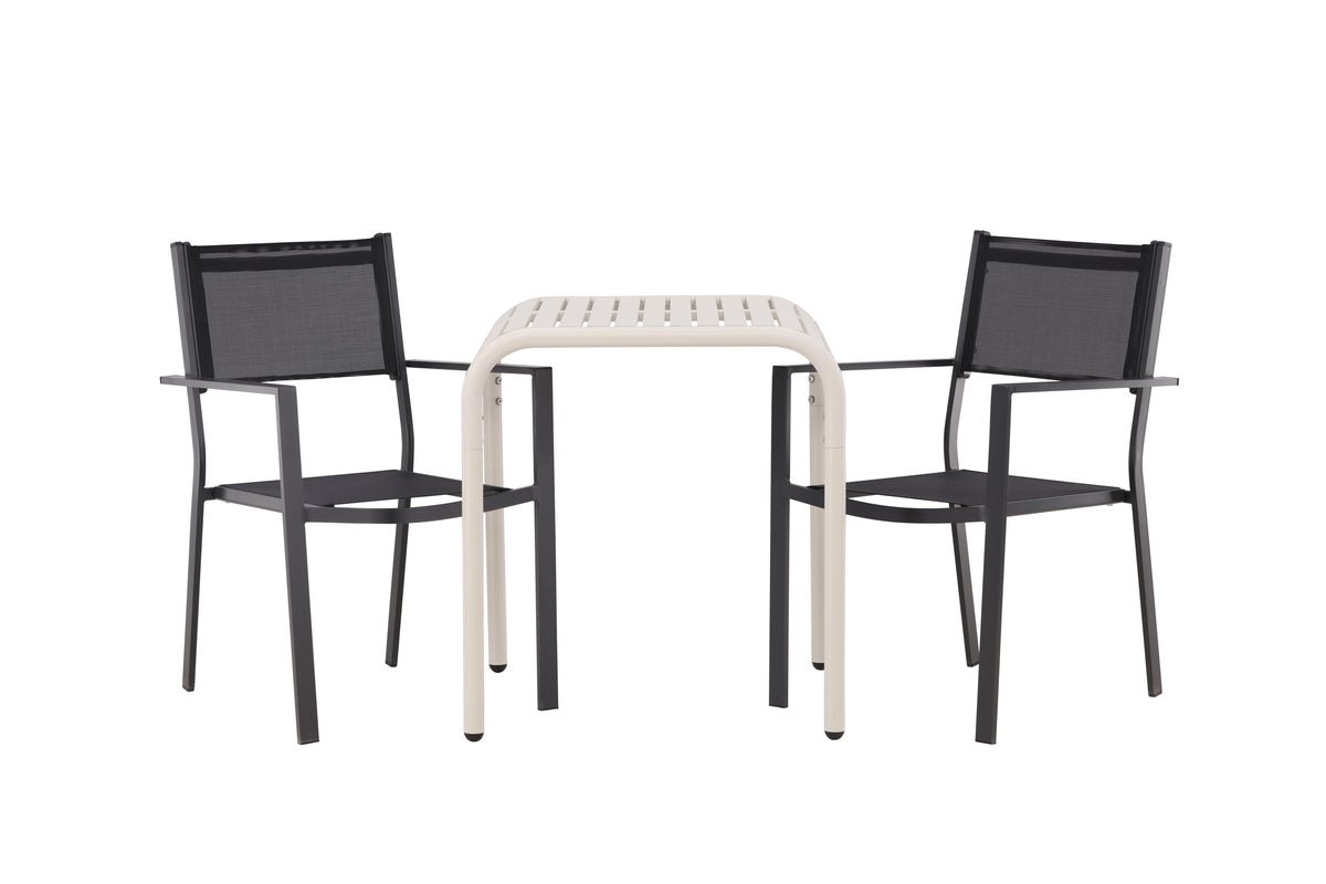 Tuin caféset Florenz – 3-delige tuinmeubelset in Beige/Zwart