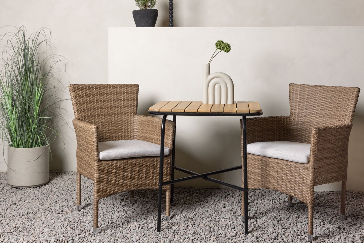 Tuin Cafégroep Rieva – 3-delige tuinmeubelset met tafel van acaciahout en staal