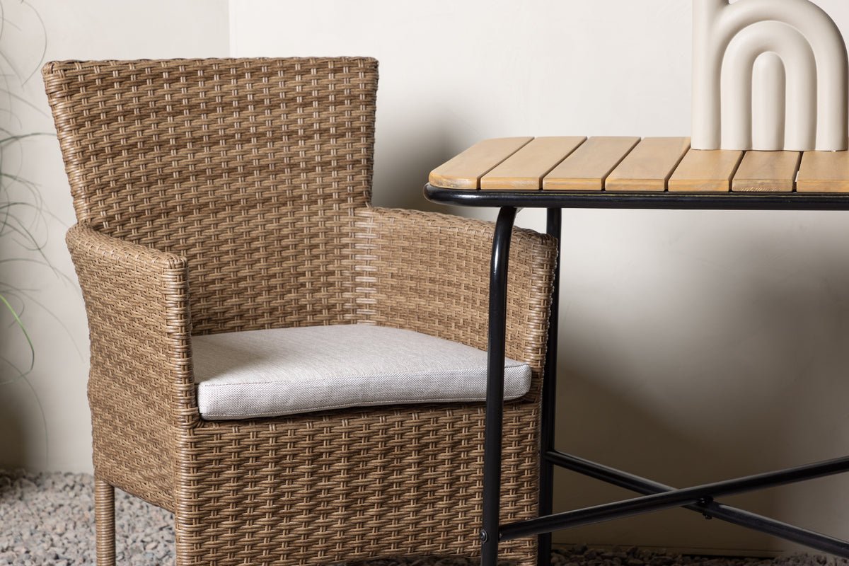 Tuin Cafégroep Rieva – 3-delige tuinmeubelset met tafel van acaciahout en staal