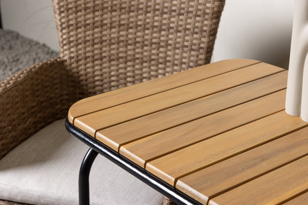 Tuin Cafégroep Rieva – 3-delige tuinmeubelset met tafel van acaciahout en staal