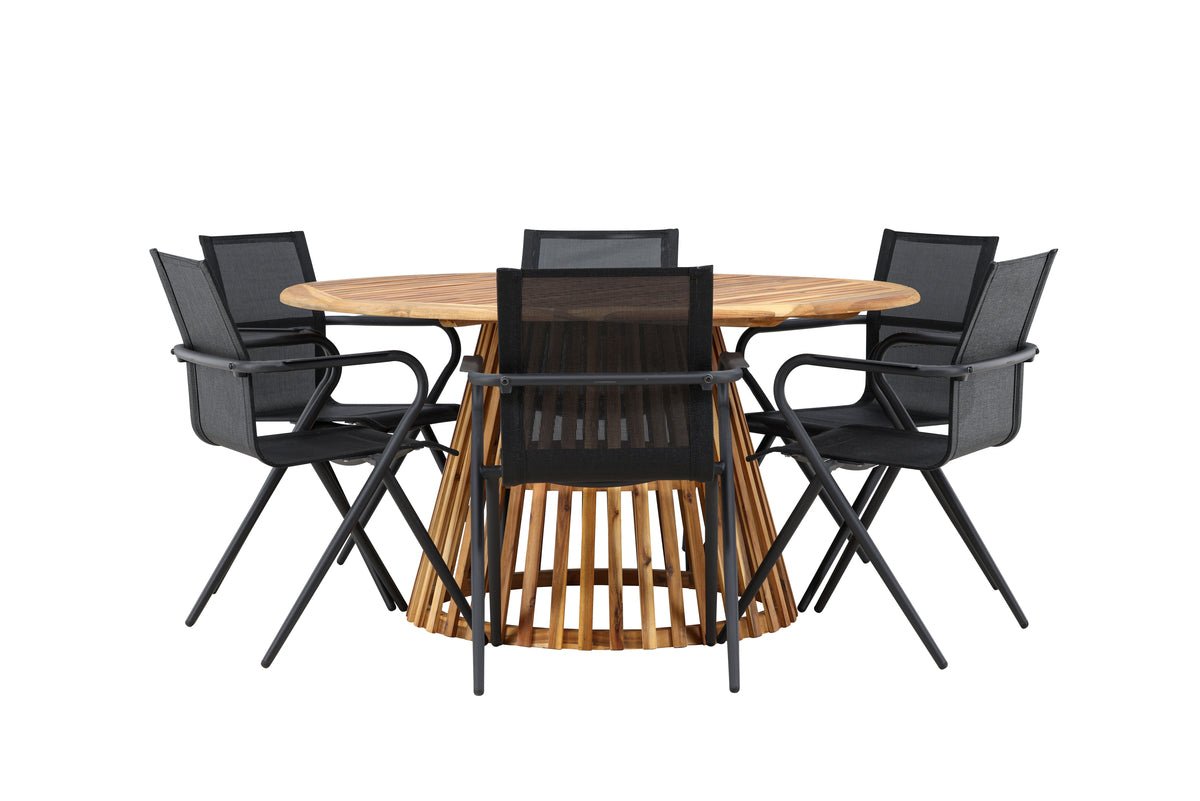 Tuin Eetgroep Flora – 7-delige tuinmeubelset met tafel van acaciahout in natuurlijke look