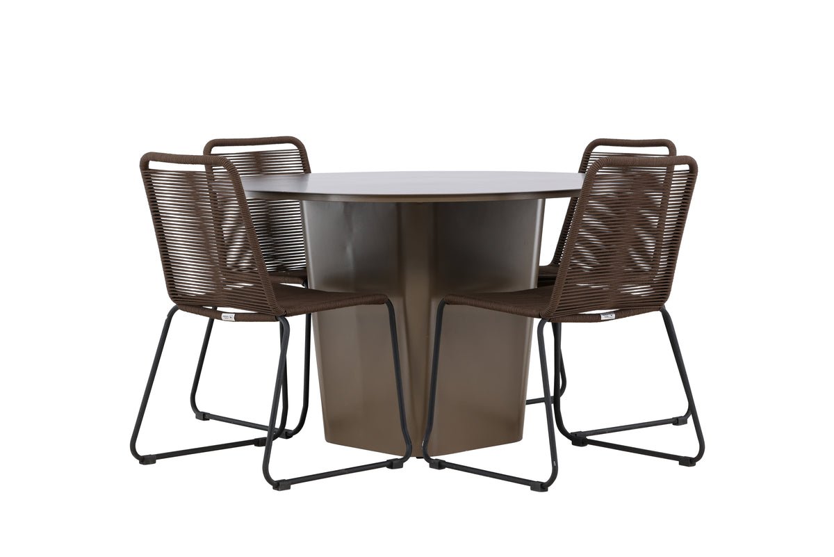 Tuin Eetgroep Santa – 5-delige tuinmeubelset met ronde tafel