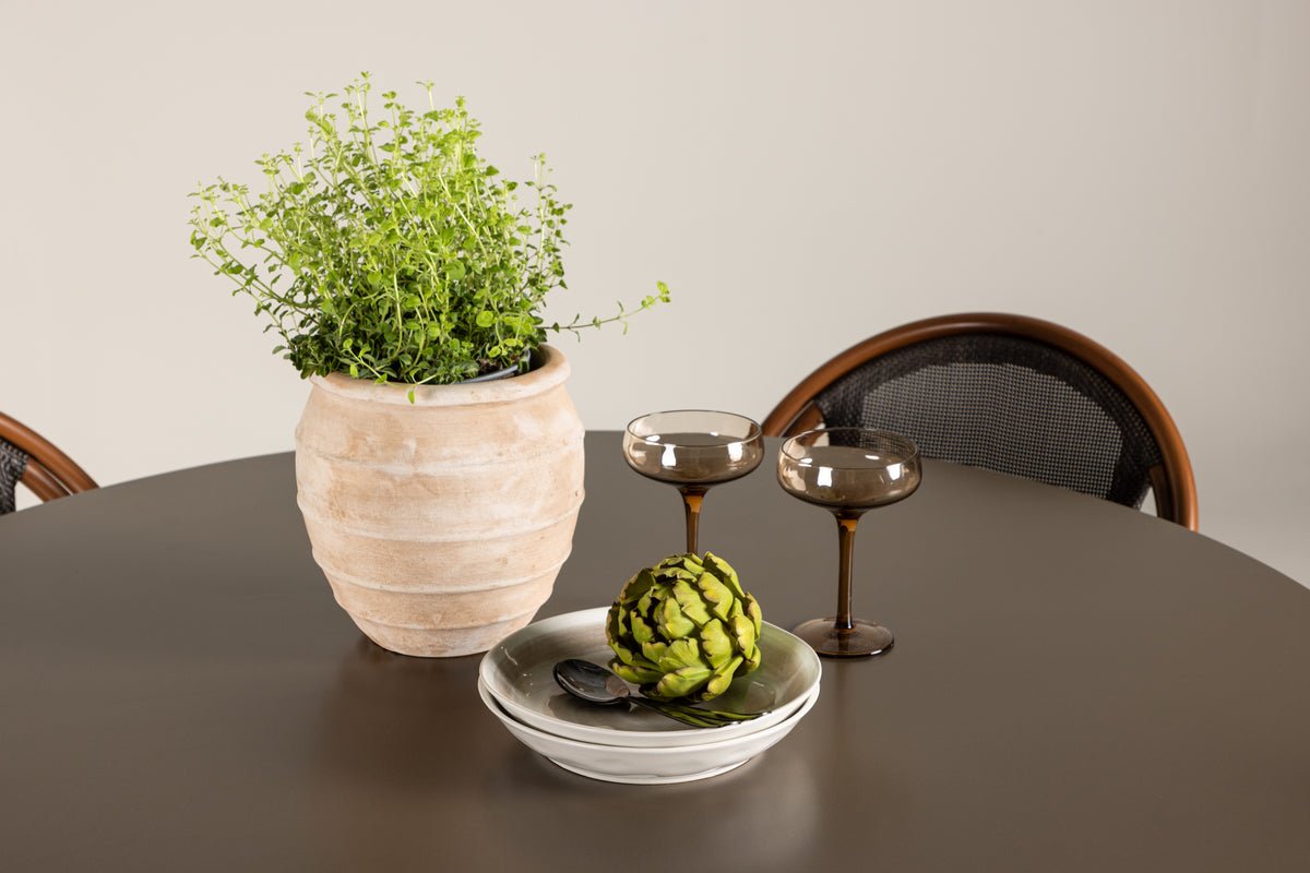 Tuin Eetgroep Mina – 5-delige tuinmeubelset met bruine aluminium tafel