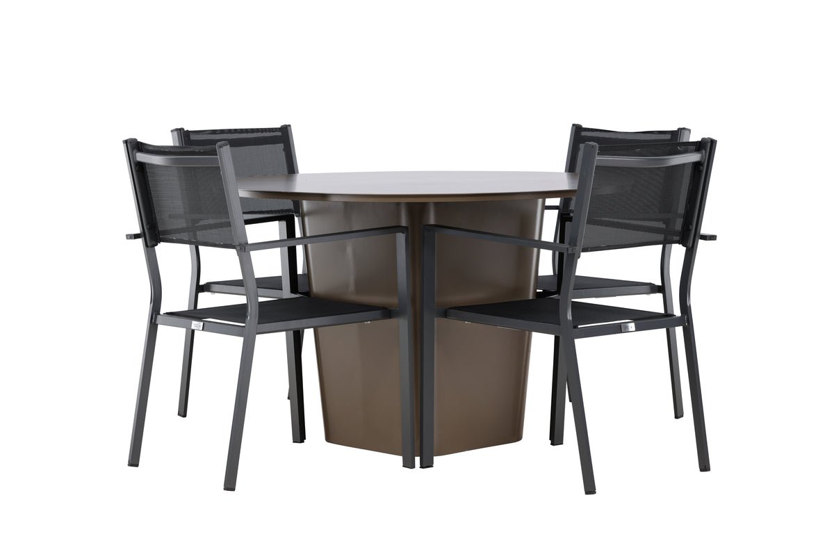 Tuin Eetgroep Nordic – 5-delige tuinmeubelset met bruine aluminium tafel