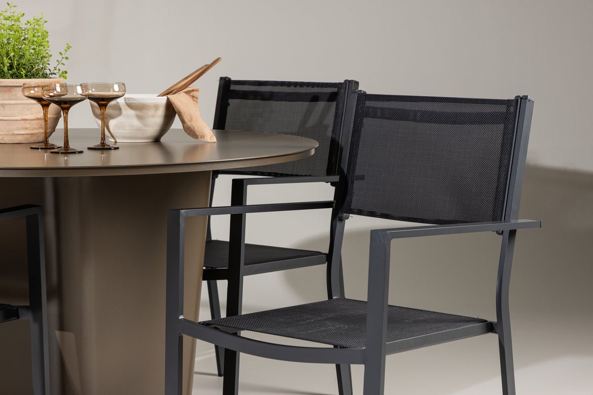 Tuin Eetgroep Nordic – 5-delige tuinmeubelset met bruine aluminium tafel