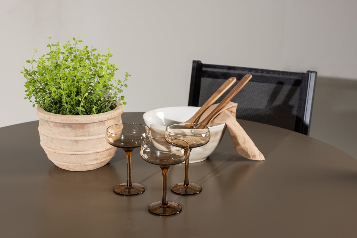 Tuin Eetgroep Nordic – 5-delige tuinmeubelset met bruine aluminium tafel