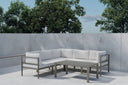 Tuinloungezetel Torena 3+2 – Grote hoekbank in wit met tafel
