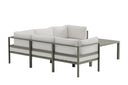Tuinloungezetel Torena 3+2 – Grote hoekbank in wit met tafel