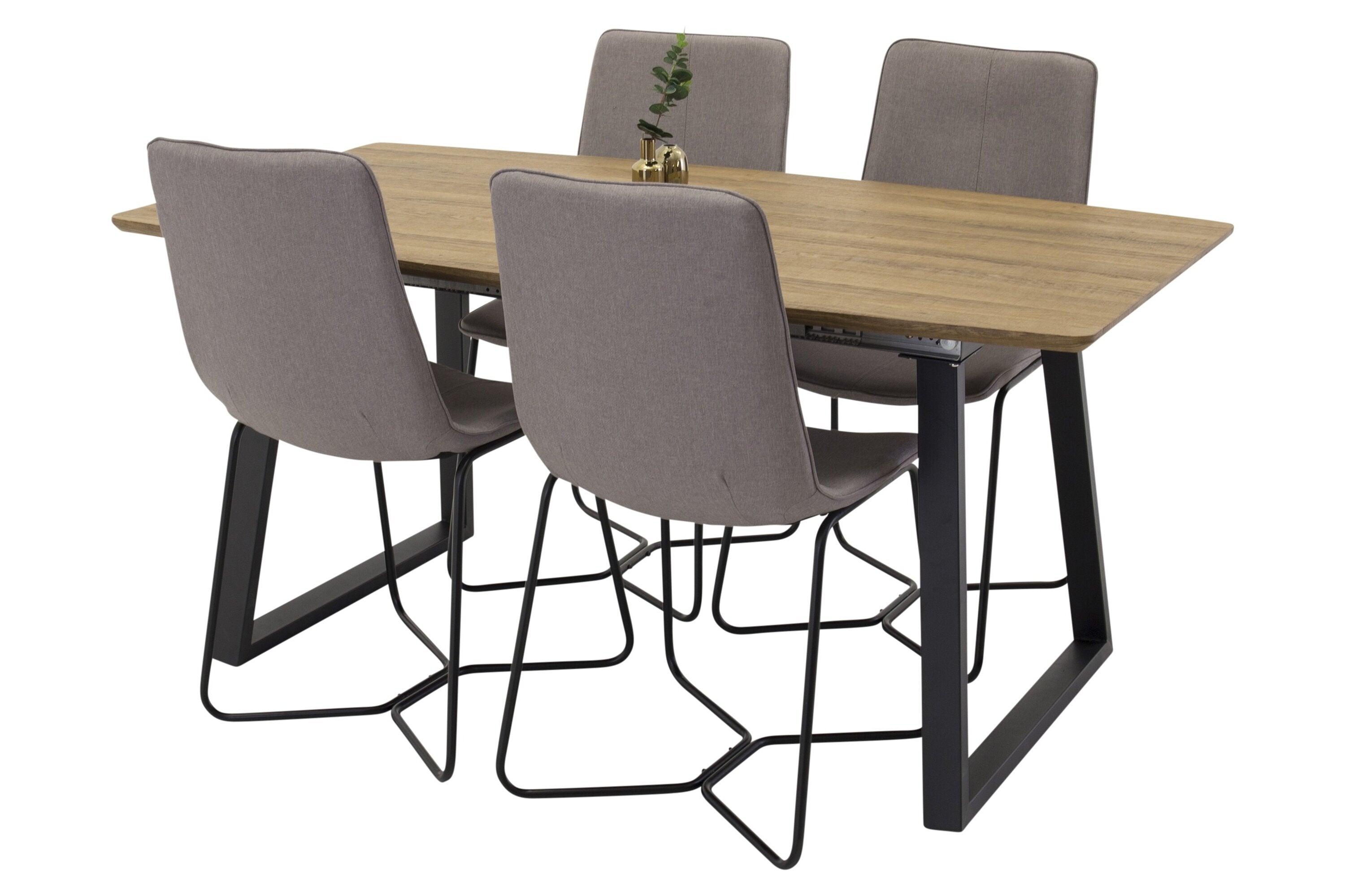 Tuin eethoek Loftia - tafel met houten blad en vier stoelen