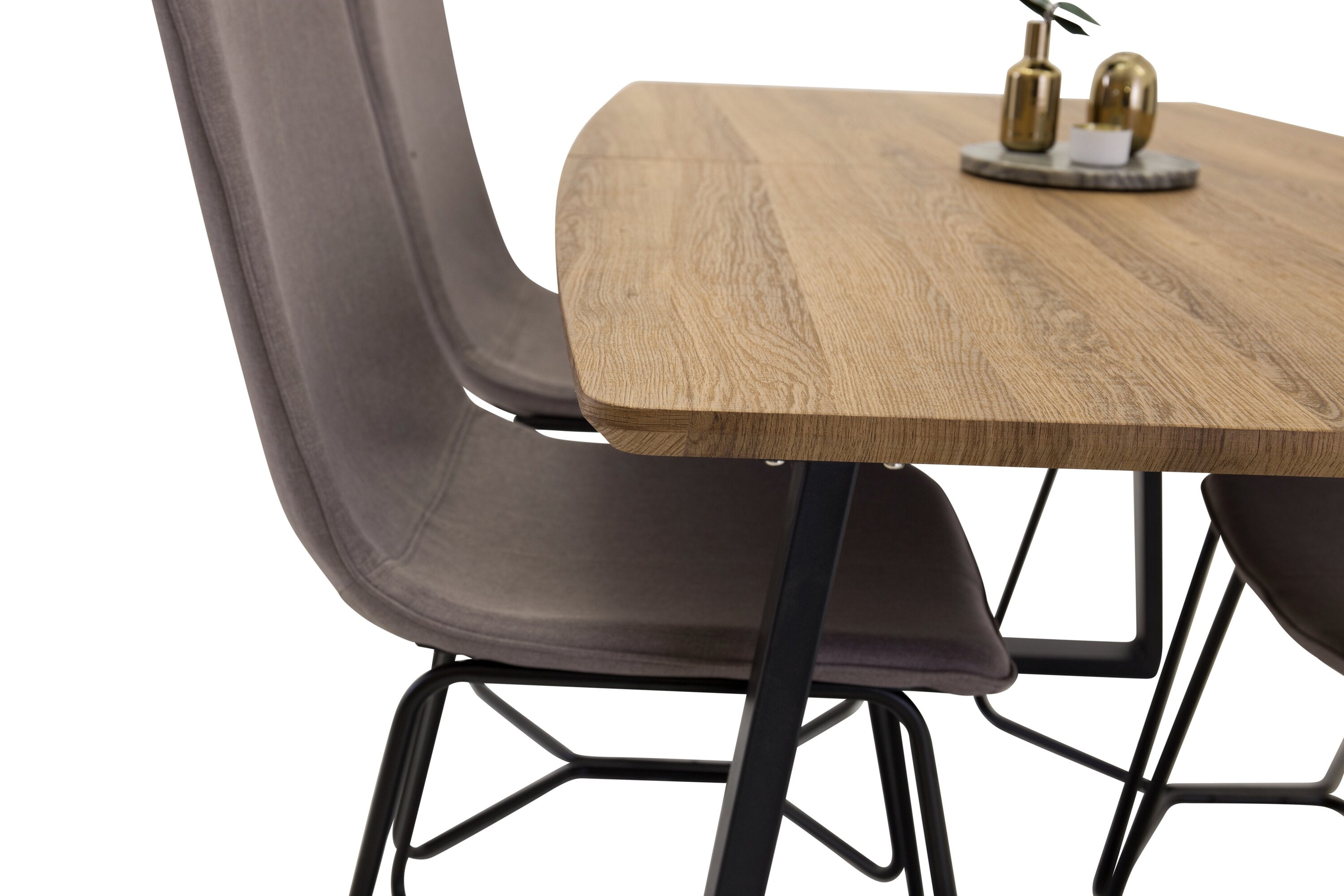 Tuin eethoek Loftia - tafel met houten blad en vier stoelen