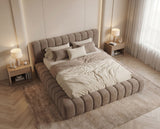 Designer Polsterbett Ivo in Samt – Sand