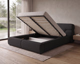 Designer Polsterbett Lovis in Strukturstoff mit Stauraum – Schwarz