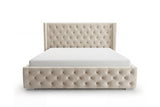 Designer Polsterbett Marlo in Samt – Beige