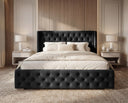 Designer Polsterbett Marlo in Samt – Schwarz