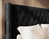 Designer Polsterbett Marlo in Samt – Schwarz
