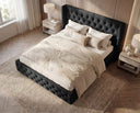 Designer Polsterbett Marlo in Samt – Schwarz