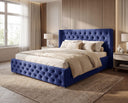 Designer Polsterbett Marlo in Samt – Blau