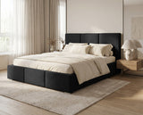 Designer Polsterbett Miro in Samt mit Stauraum – Schwarz
