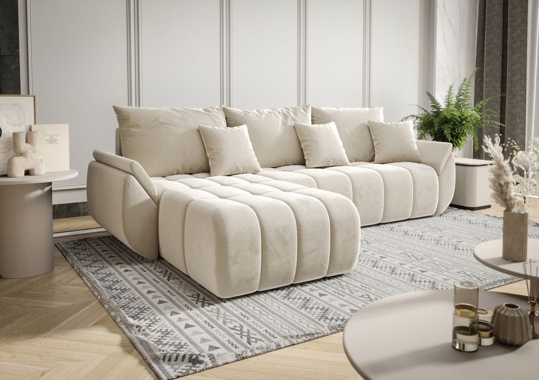 Designbank Lenoa met slaap- en klapfunctie in Fluweel